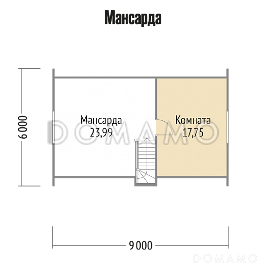 Проект каркасного дома с туалетом / План мансардного этажа