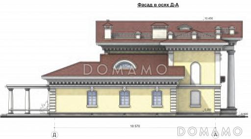 Проект парадного коттеджа с портиком / Фасад 4