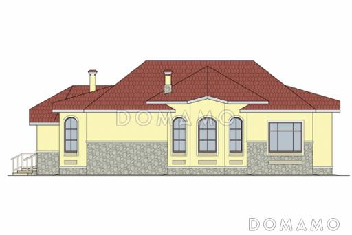 Проект одноэтажного дома с гаражом чуть больше 200 кв. м / Фасад 3