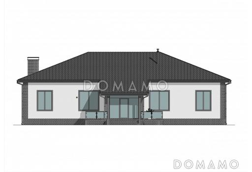 Проект П-образного дома с мансардой, мастер-спальней, кабинетом и вторым светом / Фасад 1