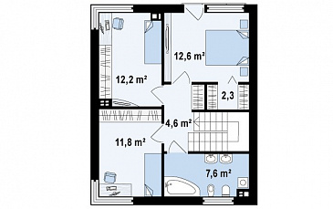 Проект двухэтажного дома из газобетона в стиле кубизм со спальной зоной на втором этаже / План 2 этажа