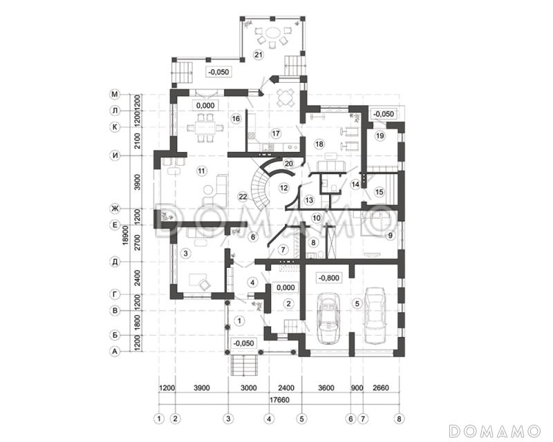 Проект просторного и светлого двухэтажного дома для большой семьи  / План 1 этажа