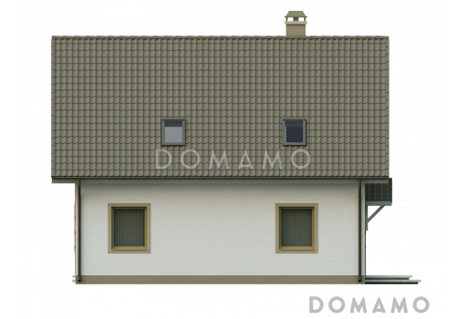 Проект одноэтажного мансардного дома современного дизайна из кирпича с тремя спальнями / Фасад 4