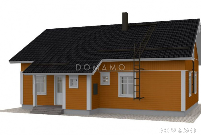 Проект каркасного дома с двумя спальнями на мансардном этаже