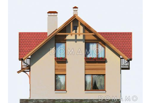 Проект дома из пеноблоков с просторной гостиной и двумя балконами / Фасад 3