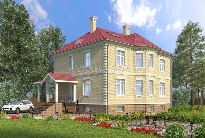 Проект коттеджа в классическом стиле с подвалом