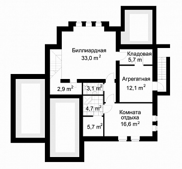 Проект коттеджа с билиардной и вторым светом / План цокольного этажа