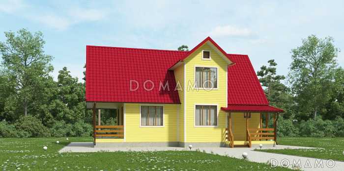 Проект дома из клееного бруса с небольшой кухней 