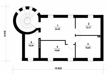 Проект гаража с комнатой для охраны / План мансардного этажа