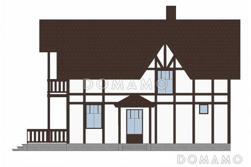 Проект каркасного дома в стиле фахверк с сауной на мансардном этаже / Фасад 2