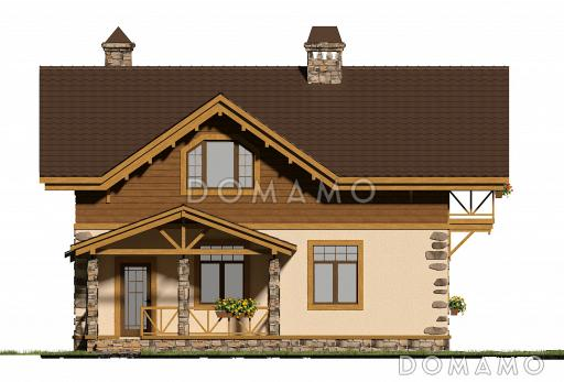 Проект коттеджа из СИП панелей в стиле шале / Фасад 3