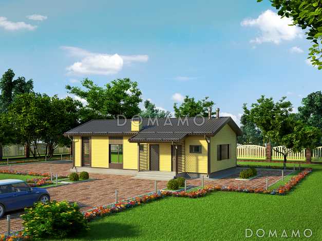 Проект одноэтажного каркасного дома с камином