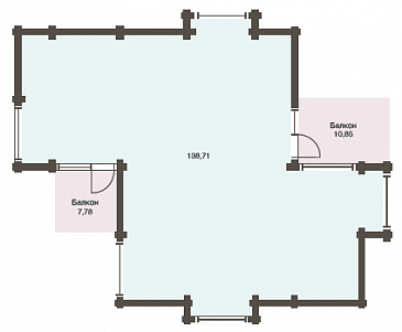 Проект двухэтажного дома из клееного бруса с двумя балконами на втором этаже / План 2 этажа