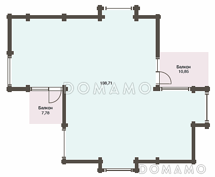 Проект двухэтажного дома из клееного бруса с двумя балконами на втором этаже / План 2 этажа