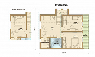 Проект каркасного дома с просторным холлом на мансардном этаже / План мансардного этажа