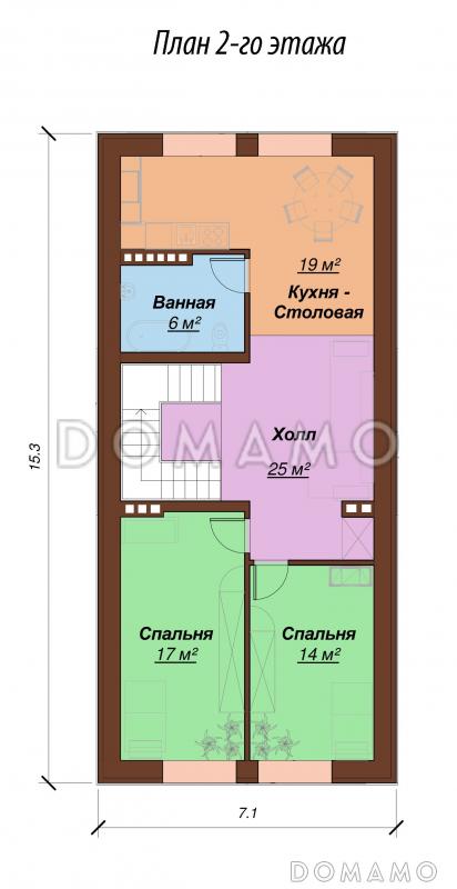 Проект дома с гаражом на два автомобиля / План мансардного этажа