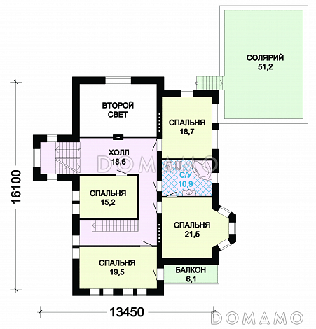 Проект кирпичного дома с пристроенным большим гаражом / План 2 этажа