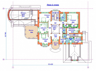 Проект кирпичного дома с бассейном / План 2 этажа