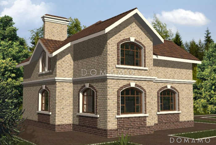 Проект двухэтажного дома с небольшой террасой