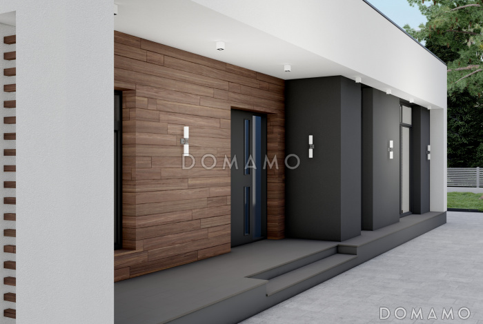 Проект одноэтажного дома в стиле Хай-тек с панорамным остеклением