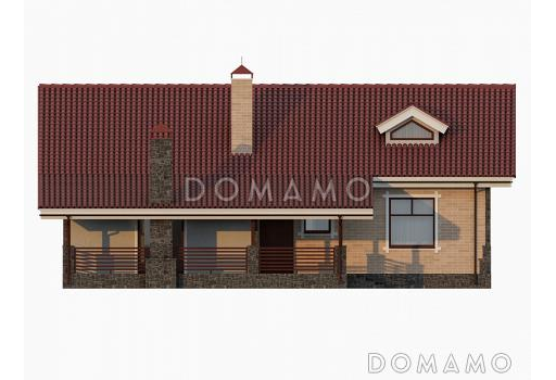 Проект одноэтажного дома с барбекю на большой террасе / Фасад 2