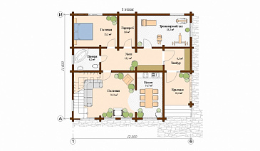 Проект дома с двумя спальнями / План 1 этажа