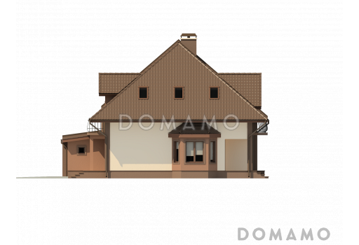 Проект двухэтажных домов-близнецов из газобетона с гаражом и чердаком / Фасад 4