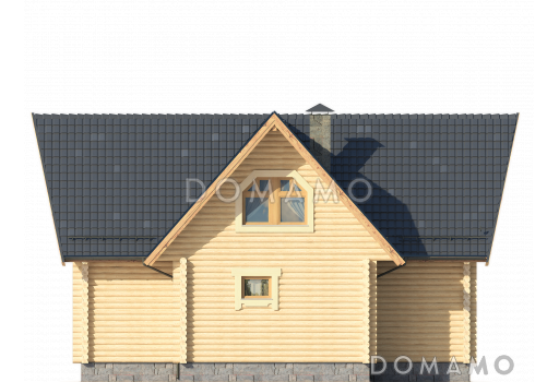 Проект небольшого дома из оцилиндрованного бревна с сауной / Фасад 4