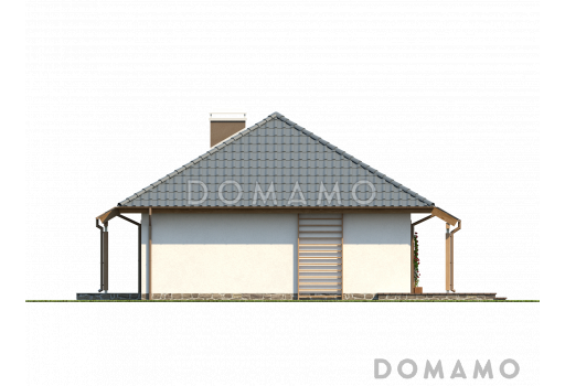 Проект одноэтажного дома из газобетона с тремя спальнями и крытой террасой / Фасад 3