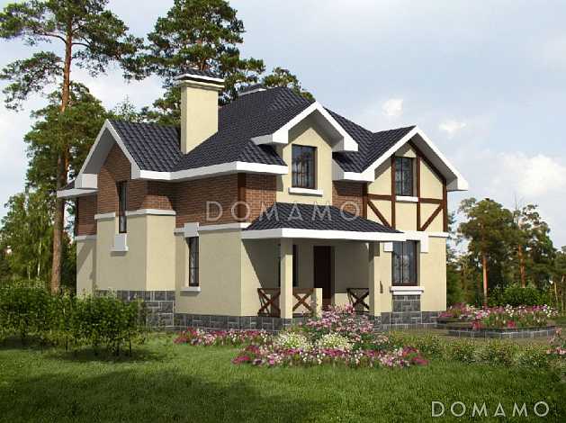 Проект дома из кирпича с мансардным вторым этажом