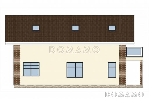 Проект двухэтажного кирпичного дома с террасой, балконом, сауной и 5 спальнями / Фасад 2