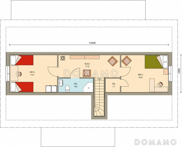 Проект каркасного дома с санузлом на мансардном этаже / План мансардного этажа