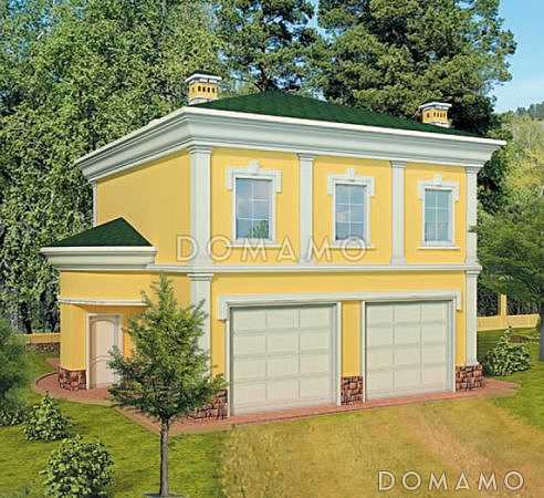 Проект гаража с кухней и двумя спальнями