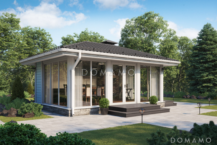 Проект беседки с просторной кухней-гостиной