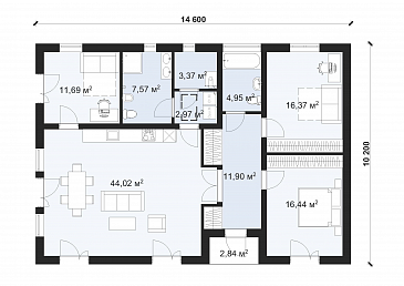 Проект одноэтажного дома с террасой S-119 / План 1 этажа