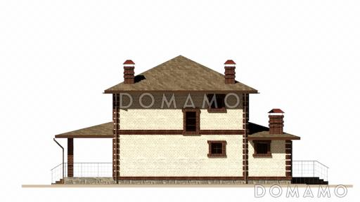 Проект компактного двухэтажного дома с 4 спальнями и крытой террасой / Фасад 2