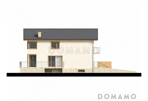 Проект большого двухэтажного дома из газобетона с цокольным этажом и подземным гаражом / Фасад 3