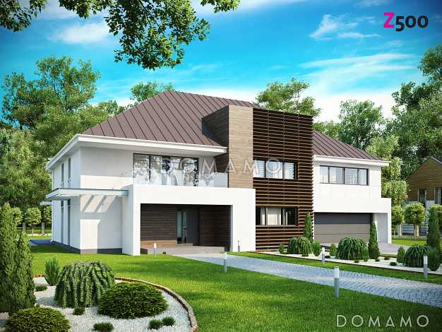 Проект большого комфортабельного двухэтажного дома из газобетона с пятью комнатами, спортзалом и вторым светом над просторной гостиной