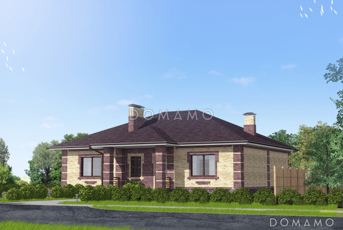 Проект компактного одноэтажного дома с тремя спальнями и большой гостиной по технологии ЛСТК