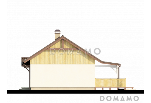 Проект маленького одноэтажного дома из газобетона с просторной крытой террасой / Фасад 4