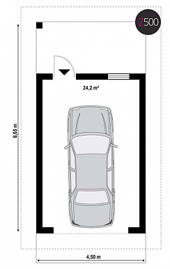 Проект одноместного гаража из газобетона с крытой террасой позади / План 1 этажа