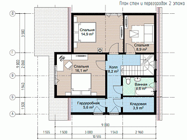 Каркасный дом "Болин" / План 2 этажа