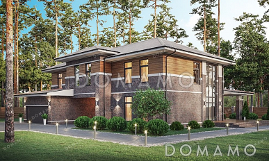 Проект двухэтажного дома с мансардой и террасой