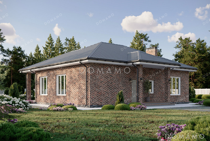 Проект одноэтажного дома с тремя спальнями, сауной и местами для хранения