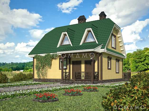 Проект небольшого дома с террасой и балконом