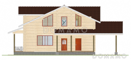 Проект дома из клееного бруса с отдельным входом в топочную / Фасад 2