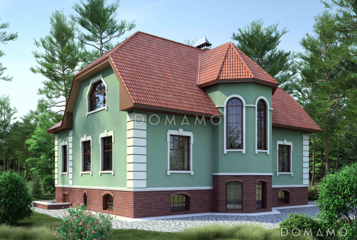 Проект двухэтажного коттеджа с остеклённой верандой