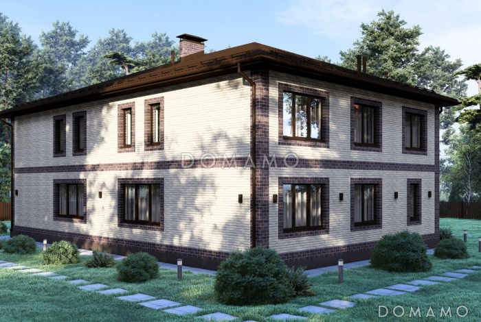 Проект эргономичного дуплекса с 8 спальнями на две семьи S-318