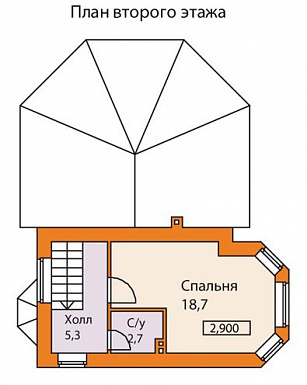 Проект небольшого дома с печным отоплением / План 2 этажа