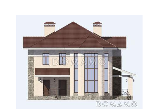 Проект двухэтажного кирпичного дома с вторым светом / Фасад 1